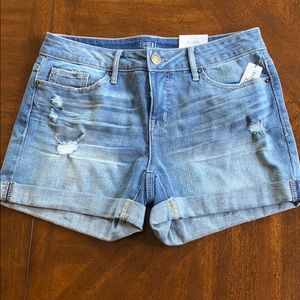 Ripped jean shorts